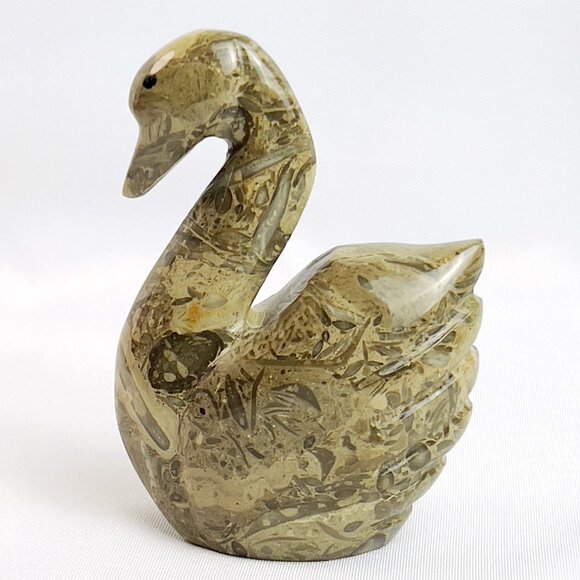 Elegant Hand Carved Marble Swan Figurine Vintage Graceful Rustic Stone Decor 4" - Picture 5 of 7